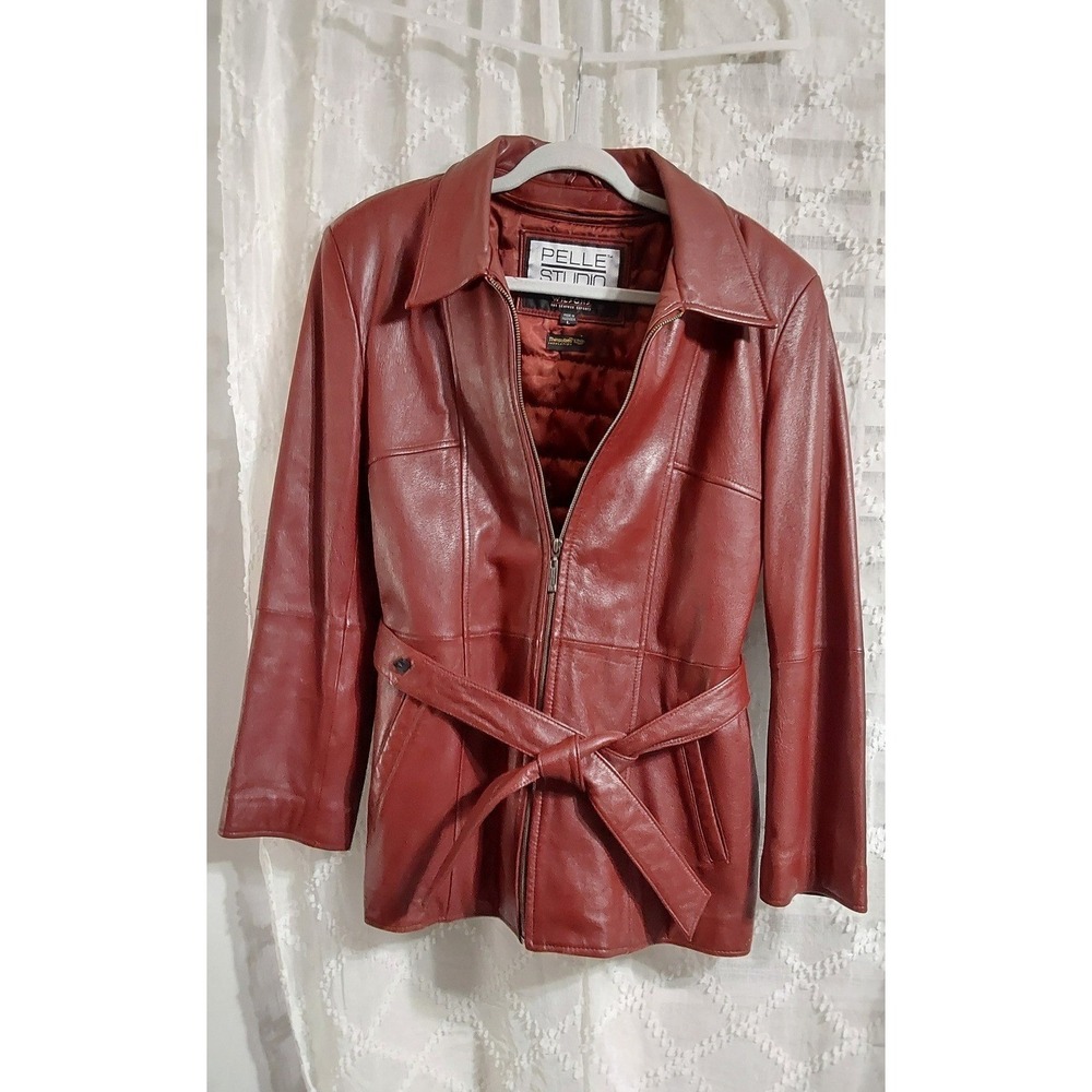 Pelle Studio Wilsons Leather Jacket Women Red Belted Thinsulate L